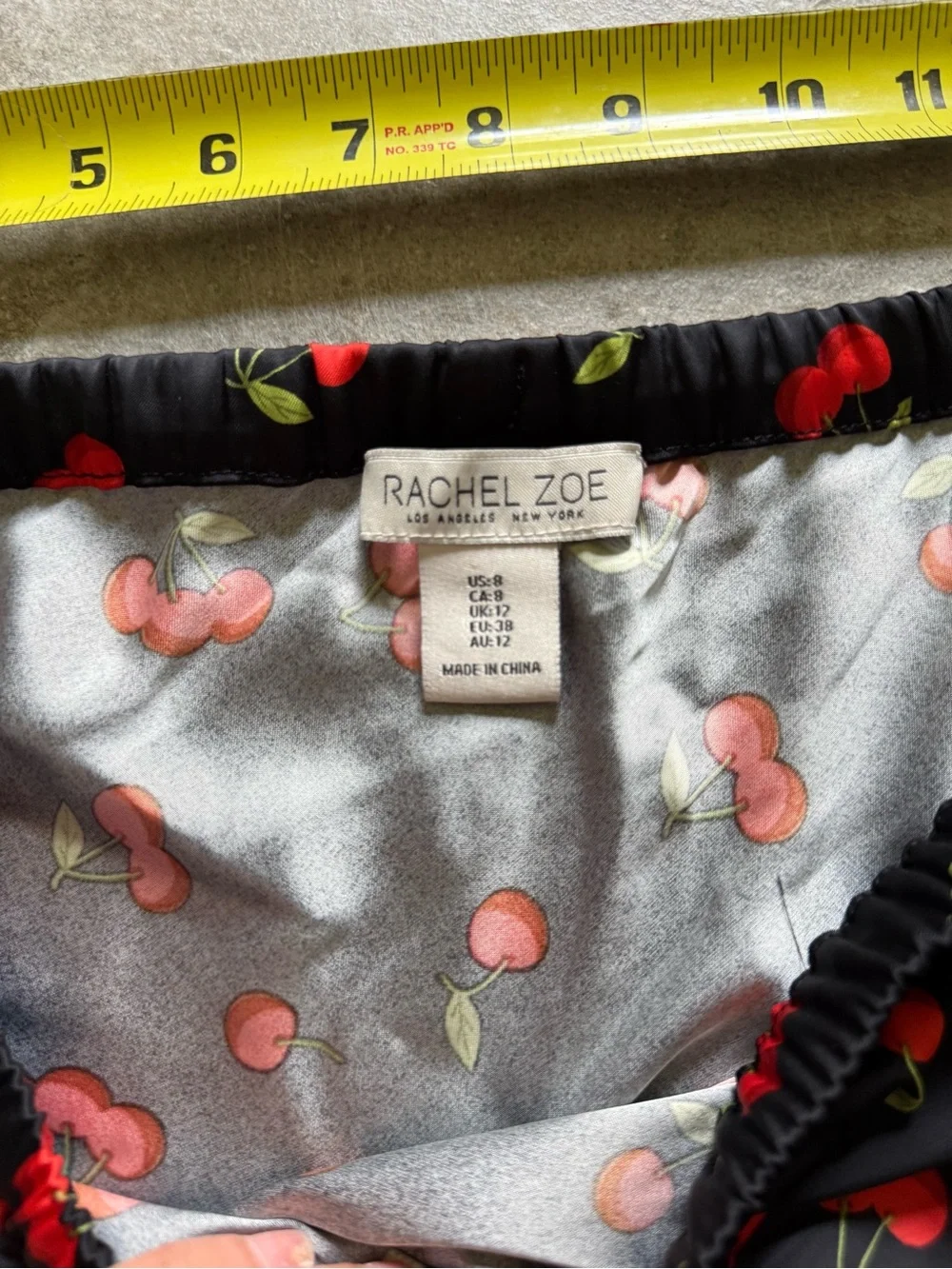 Rachel Zoe Black Maxi Skirt with Red Cherry Print